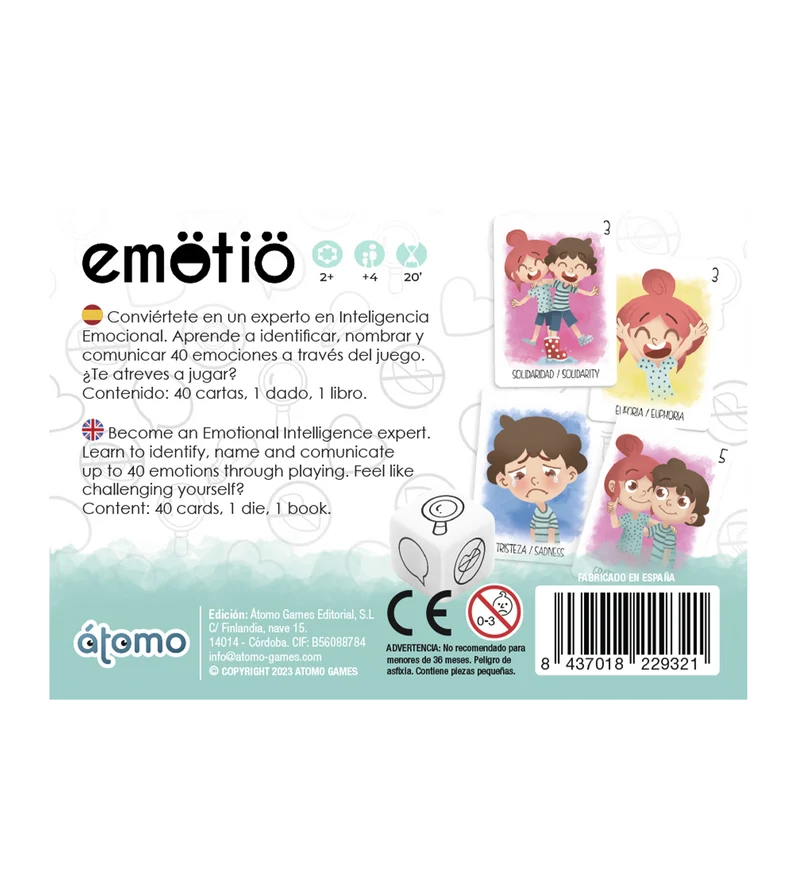 Emotio - Juego de mesa - Atomo - 2 o más jugadores - 4+ años - 20 min