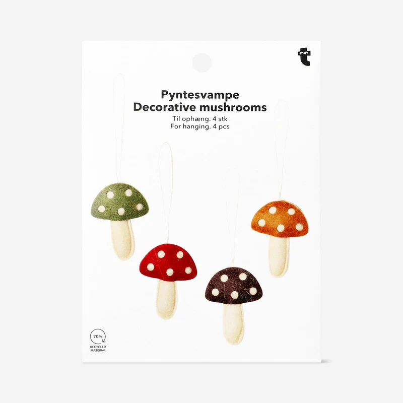 Small felt mushrooms for hanging - 4 pcs