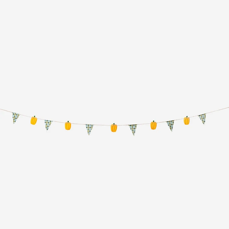 Pumpkin garland with checks - 300 cm
