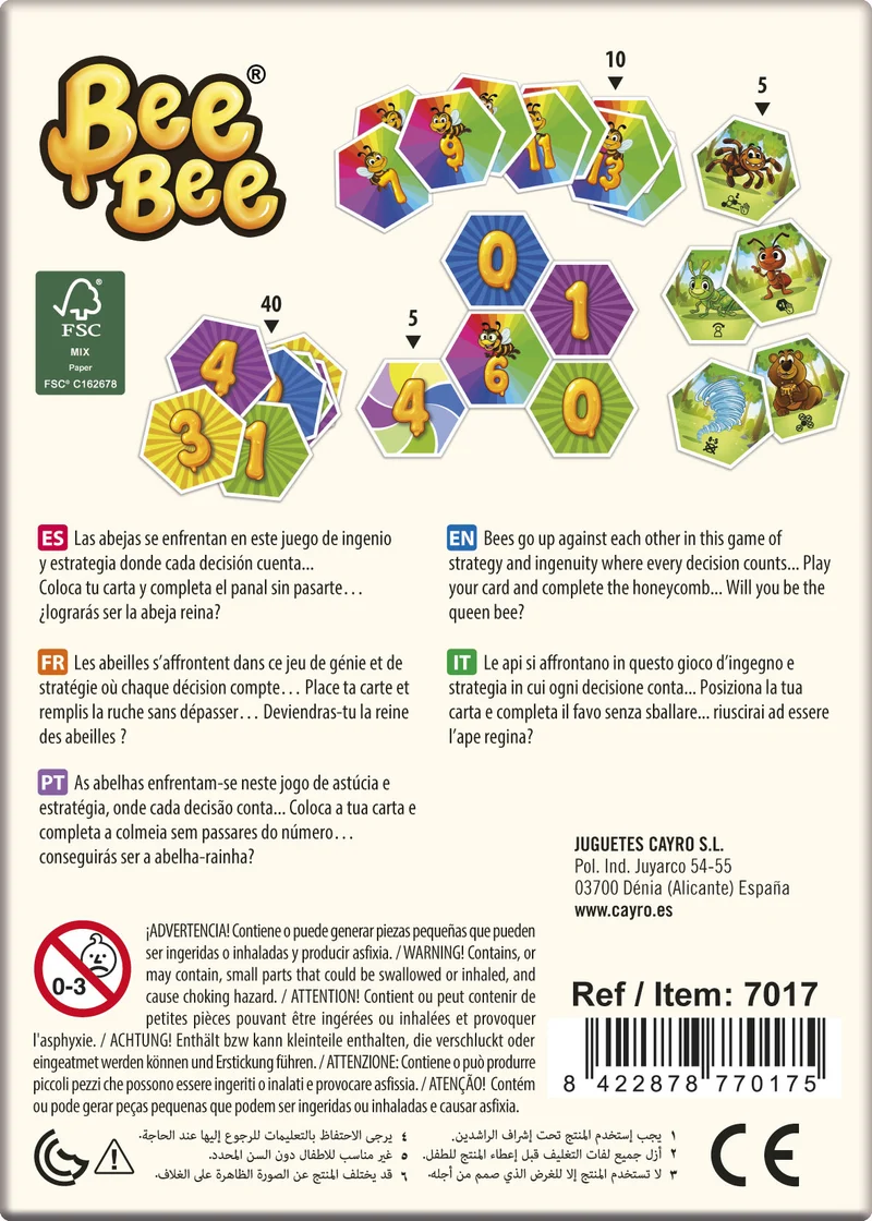 Bee Bee - Juego de mesa - Cayro - 2-5 jugadores - 7+ años - 15 min