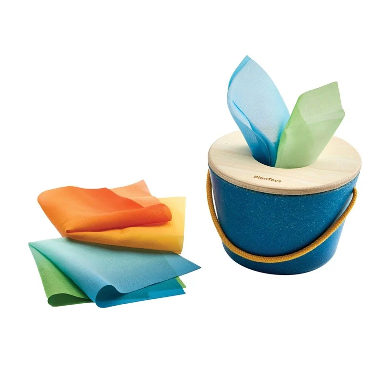 Cubo encaja pañuelos Montessori · Plantoys