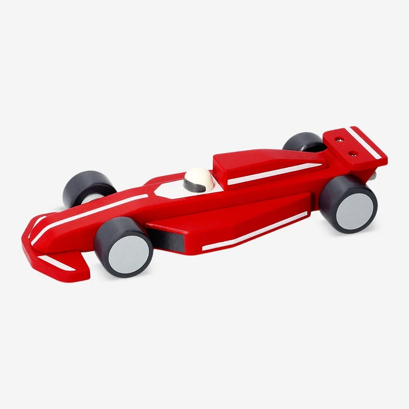 Wooden red racing car