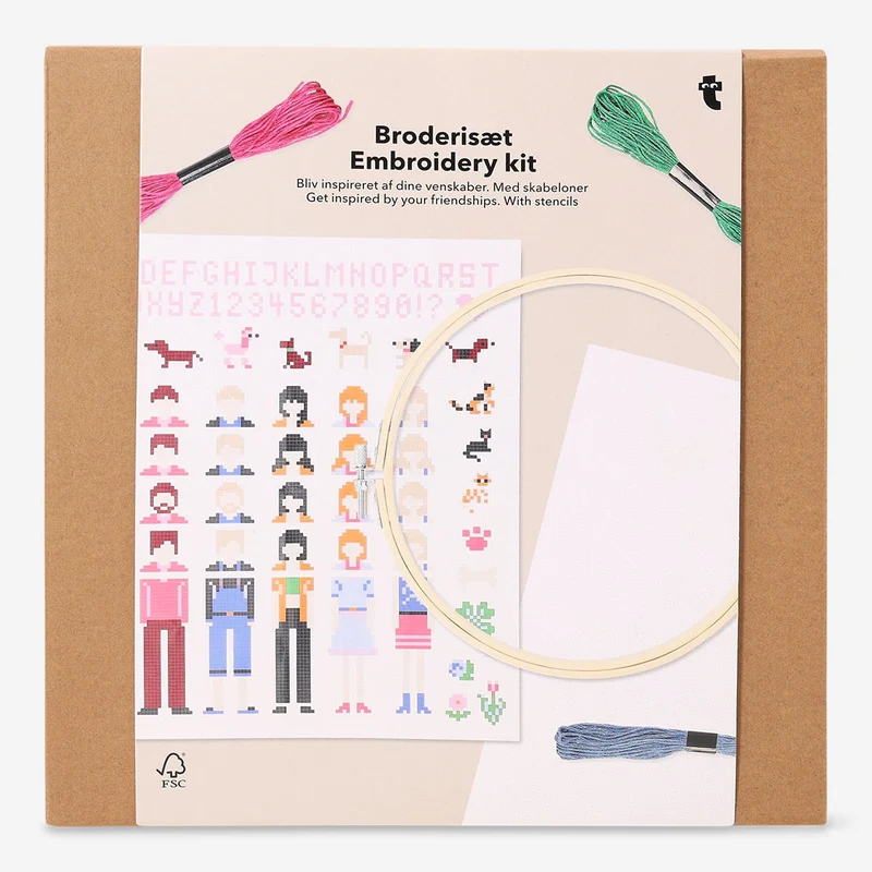 Embroidery kit - Friendship motifs with stencils