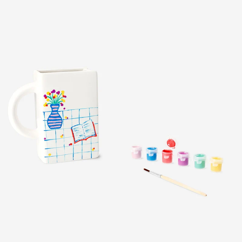 DIY ceramic book mug with paint