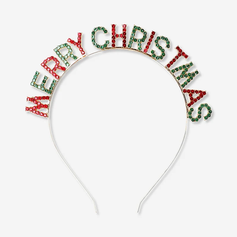 Costume hairband for adults - Gold Merry Christmas