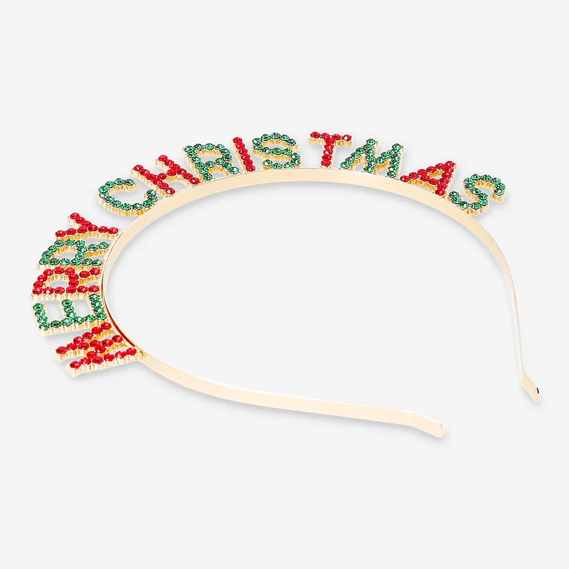 Costume hairband for adults - Gold Merry Christmas