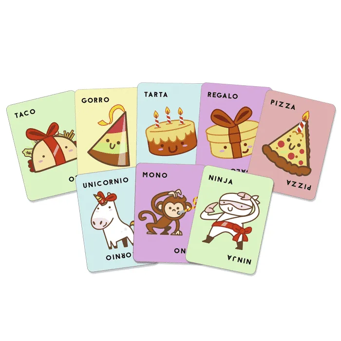 Taco, gorro, tarta, regalo, pizza · Ludilo