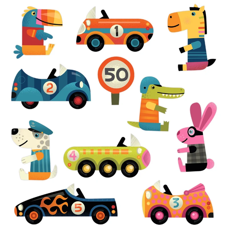 Pegatinas reposicionables Los Coches · Djeco