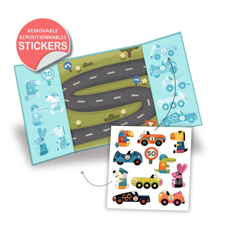 Pegatinas reposicionables Los Coches · Djeco