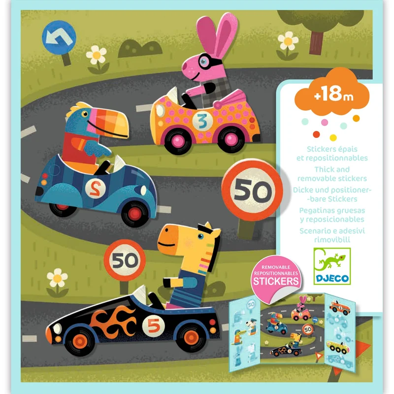 Pegatinas reposicionables Los Coches · Djeco