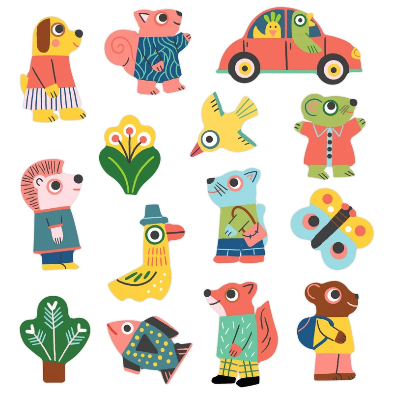 Pegatinas reposicionables Los Animales · Djeco