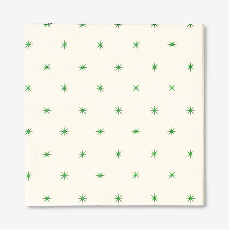 Napkins with green stars - 16 pcs