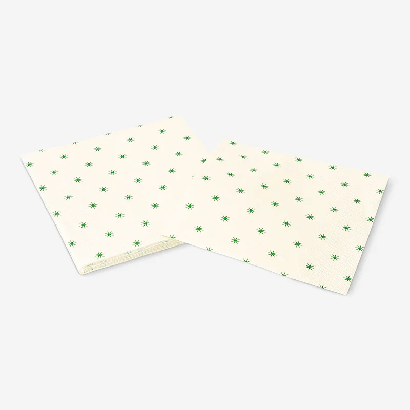 Napkins with green stars - 16 pcs