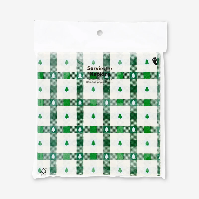 Napkins with blue and green checks - 16 pcs