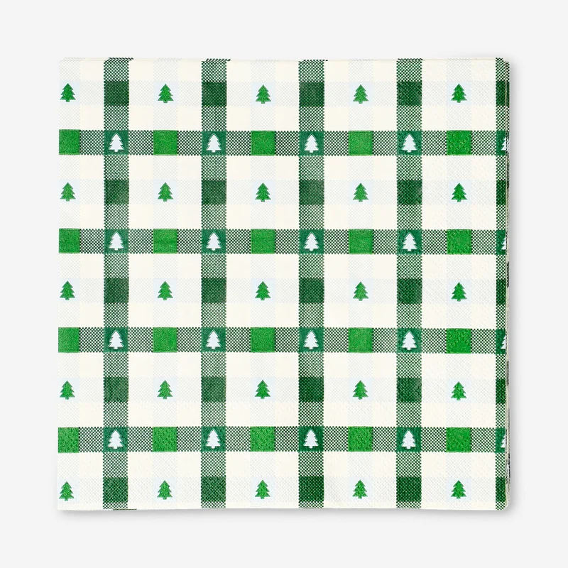 Napkins with blue and green checks - 16 pcs