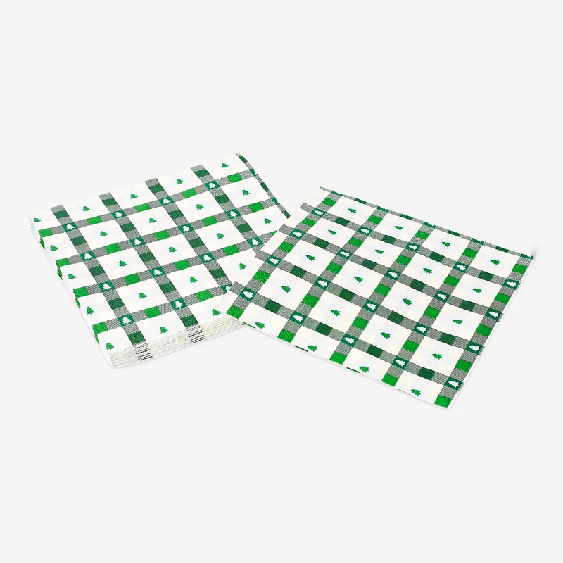 Napkins with blue and green checks - 16 pcs