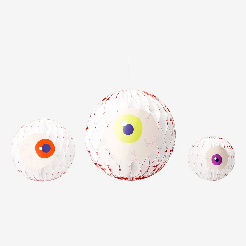 Honeycomb paper eyes decorations for hanging - 3 pcs