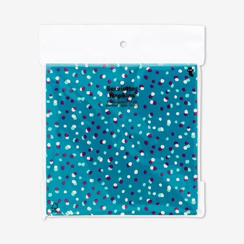 Green napkins with dots - 16 pcs
