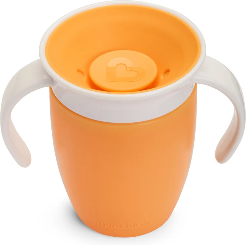 Vaso Antiderrame con Asa Miracle 360º Mandarina · Munchkin