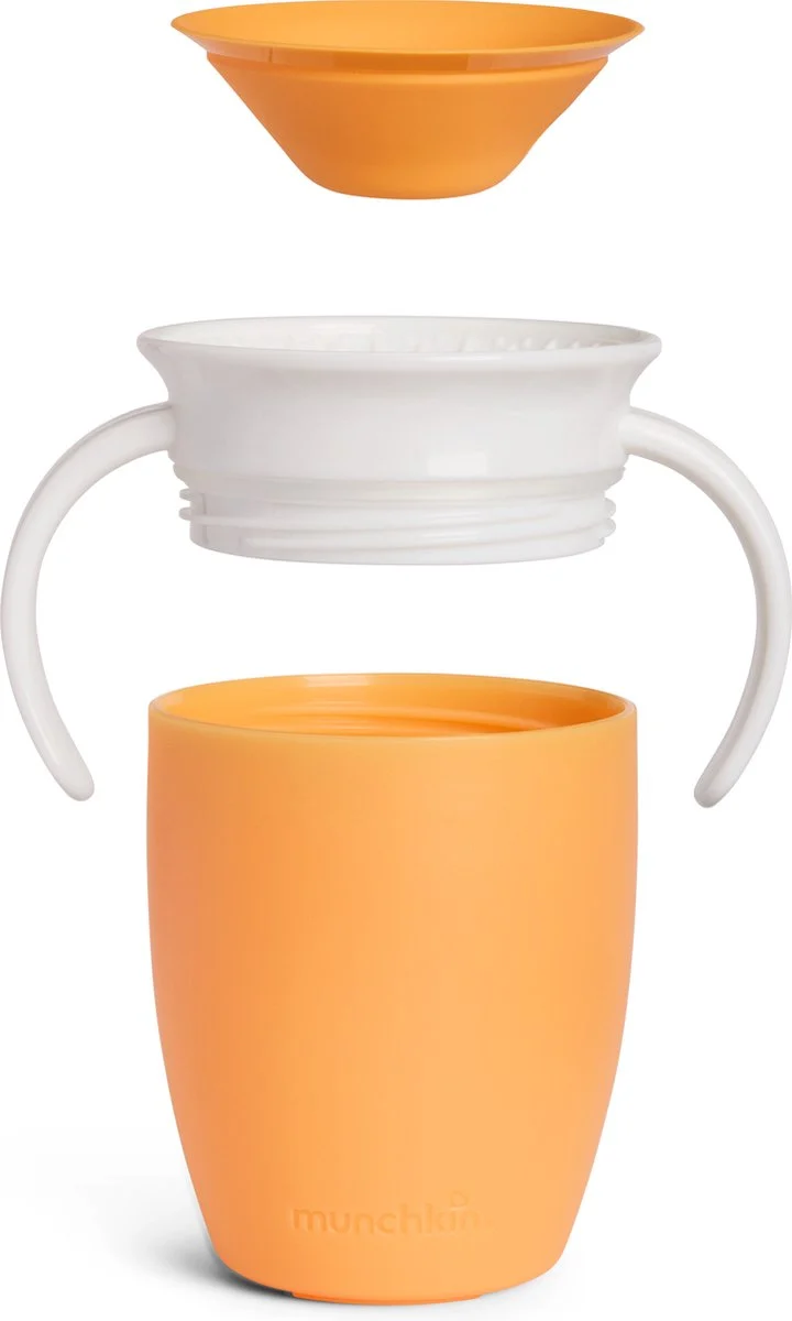 Vaso Antiderrame con Asa Miracle 360º Mandarina · Munchkin