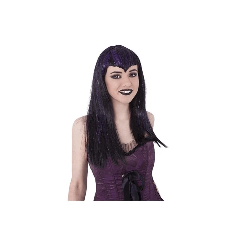 Peluca Vampiresa Traviesa Negra/Lila Ad