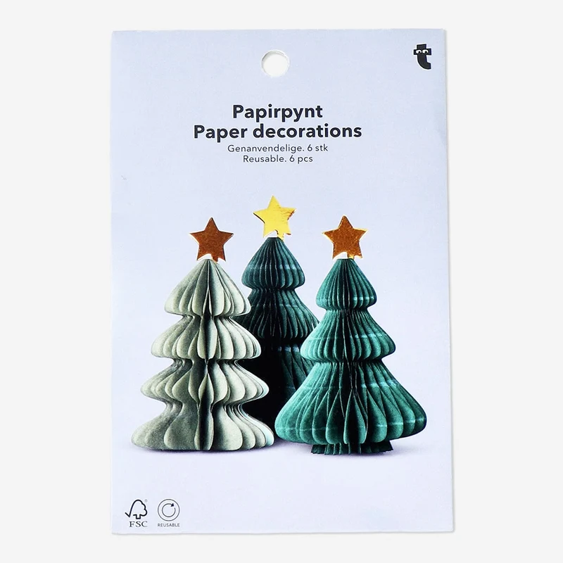 Fold out paper Christmas trees - 6 pcs