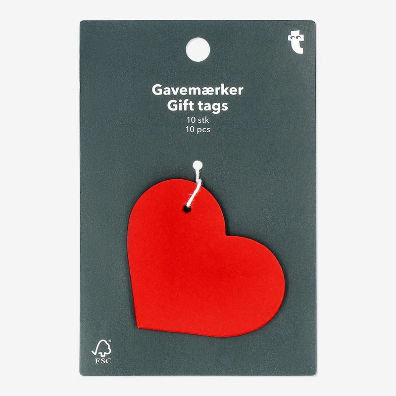 Red heart gift tags - 10 pcs