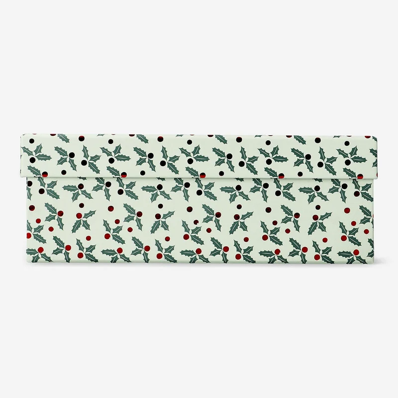 Green gift box with hollies - Large