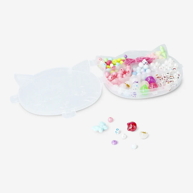 Cat shaped bead set with string