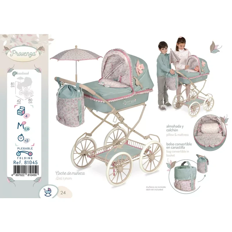 Coche de Muñecas Provenza Plegable con Sombrilla