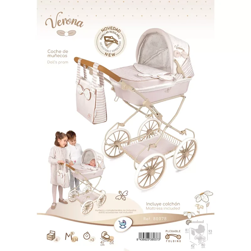 Coche De Muñeca Plegable Para Muñecas De Hasta 48 Cm De Cuevas Toys