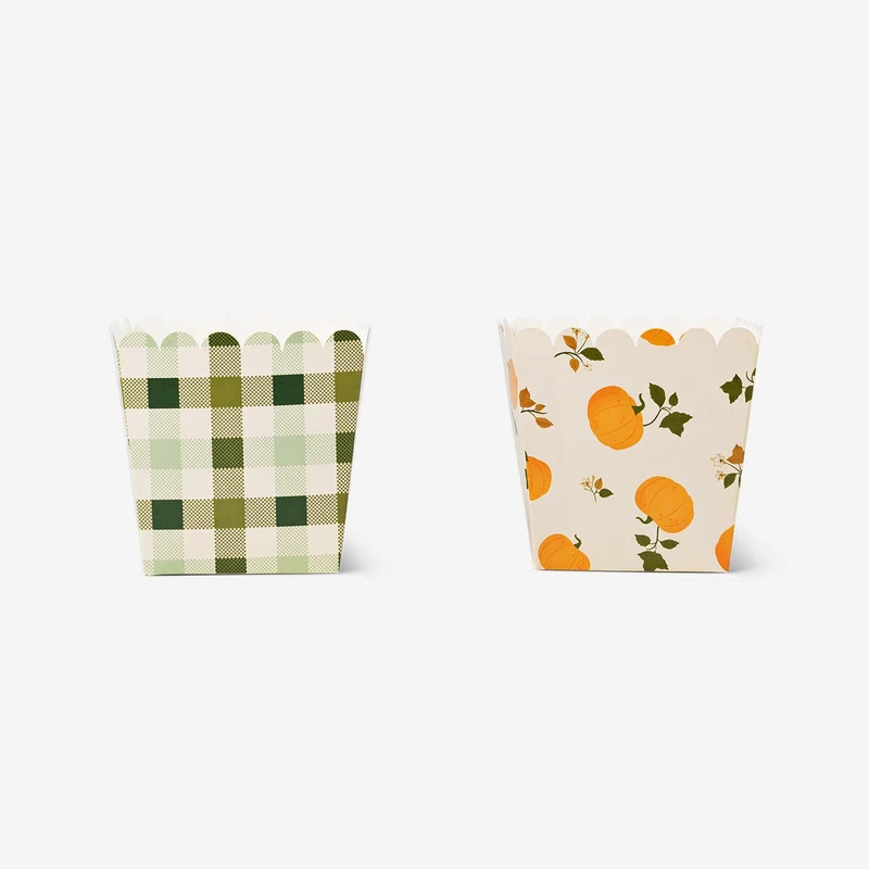 Snack boxes with pumpkin and check print - 4 pcs
