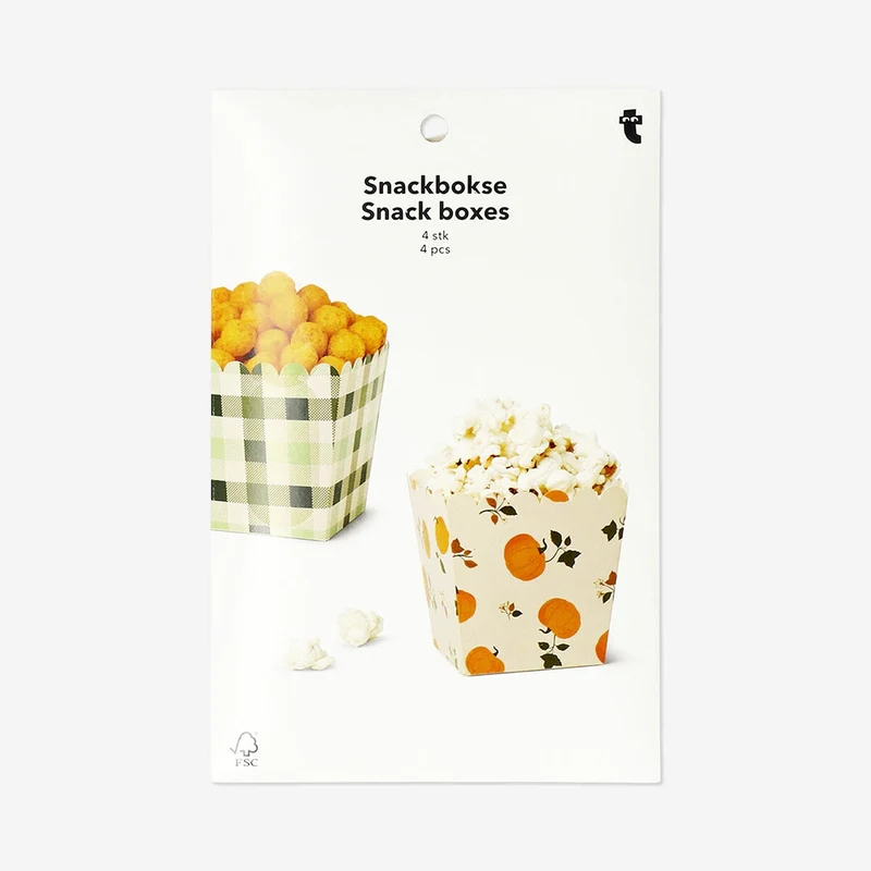 Snack boxes with pumpkin and check print - 4 pcs