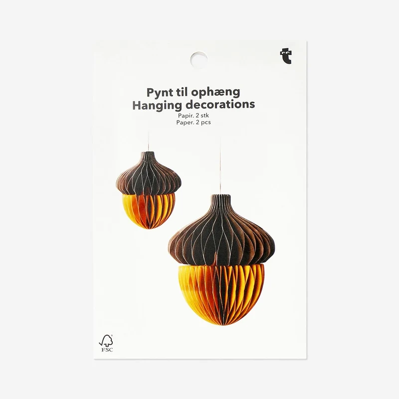 Hanging honeycomb acorn decorations - 2 pcs