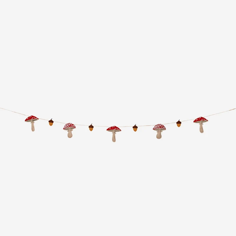 Felt mushrooms garland - 200 cm