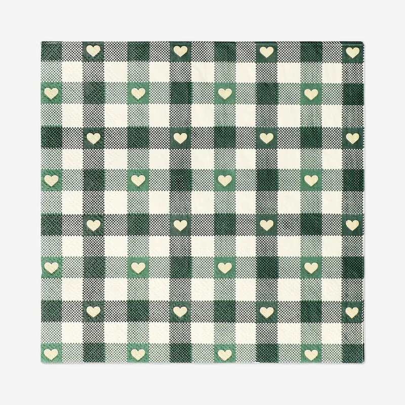 Green checkered napkins - 16 pcs