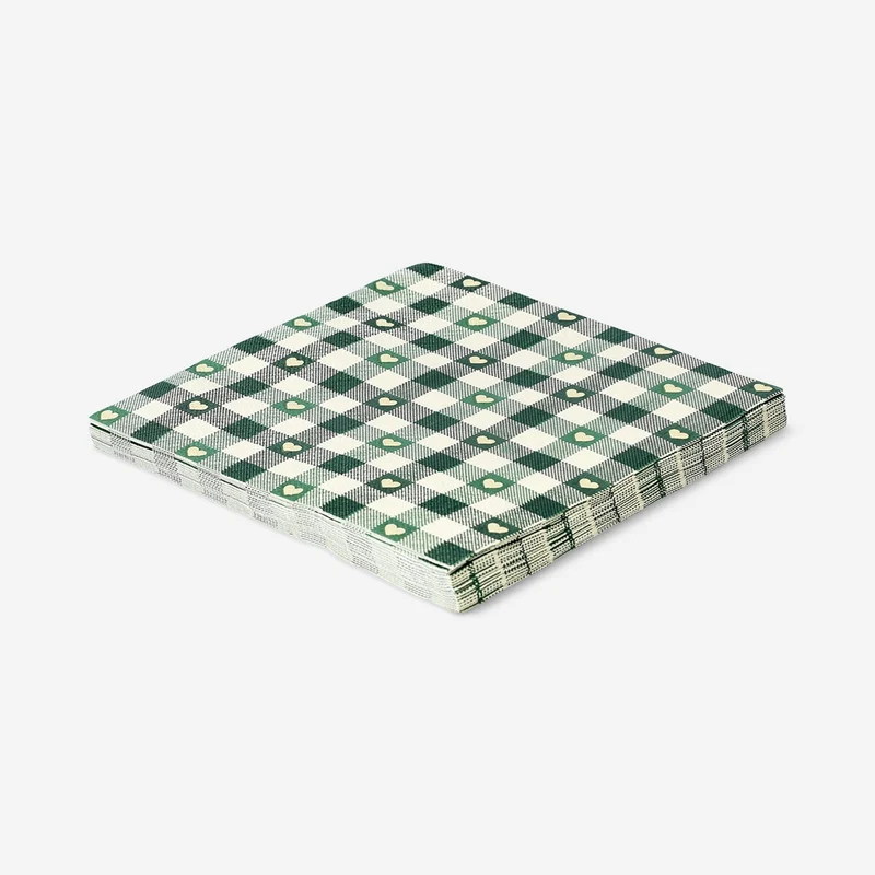 Green checkered napkins - 16 pcs