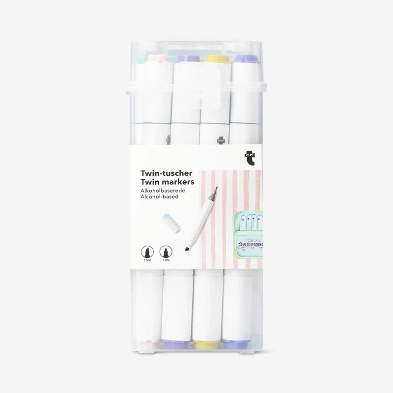 Twin markers pastel shades - 12 pcs