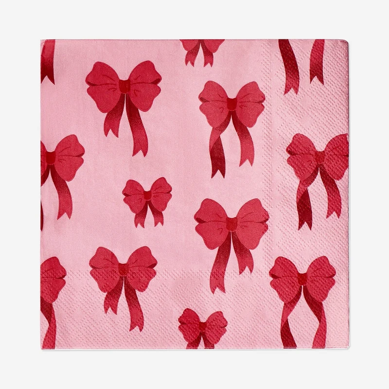 Napkins with red bows - 16 pcs