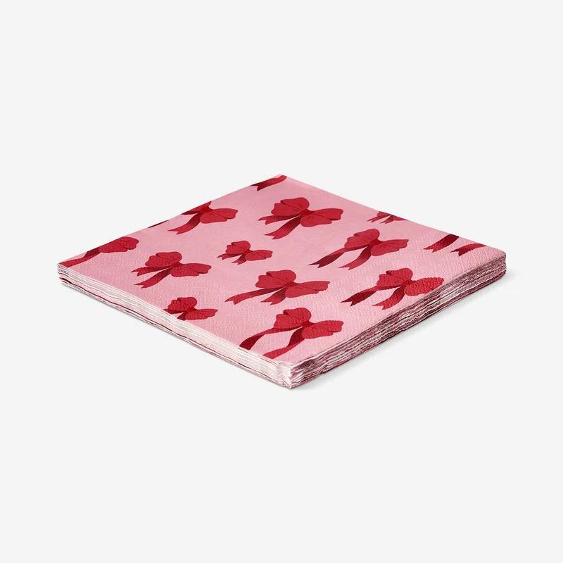 Napkins with red bows - 16 pcs