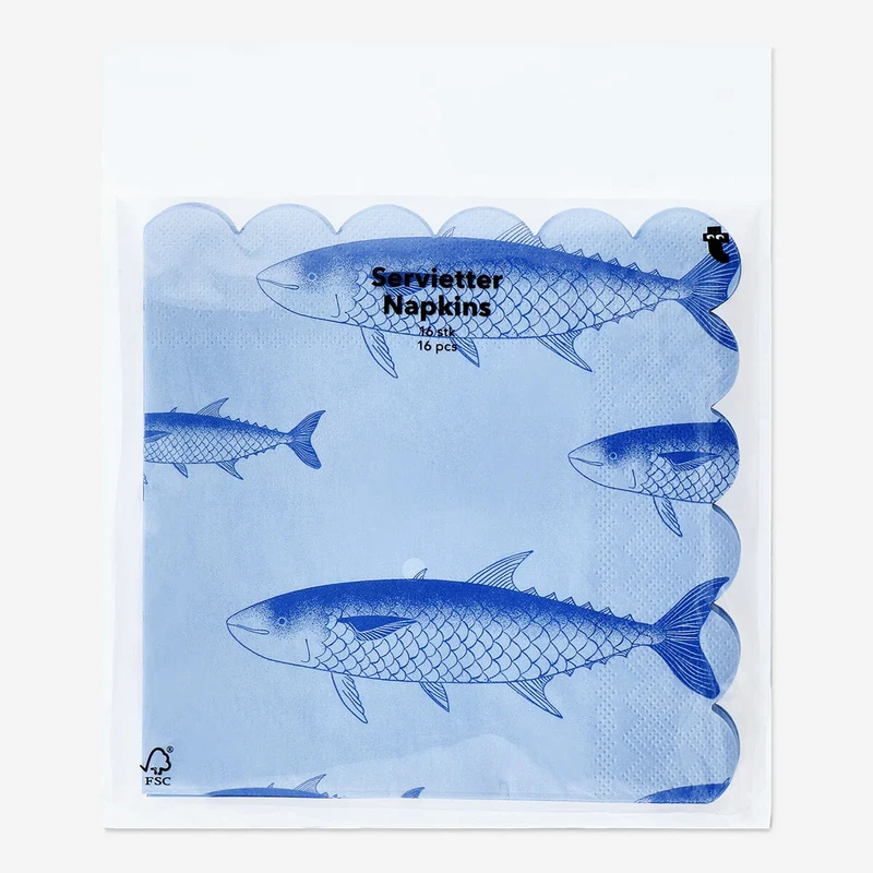 Maritime napkins with fish - 16 pcs