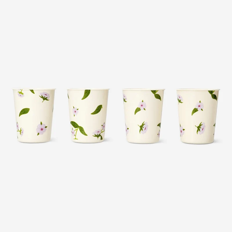 Reusable cups with cherry blossoms - 4 pcs