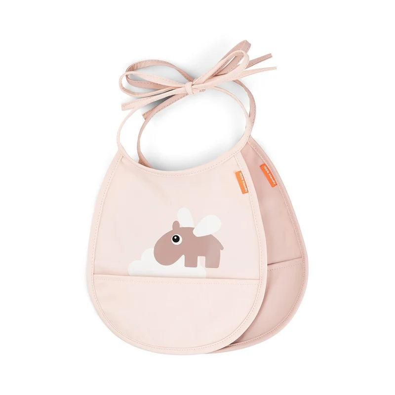 Pack de 2 baberos mini con bolsillo Happy clouds Powder · Done by Deer