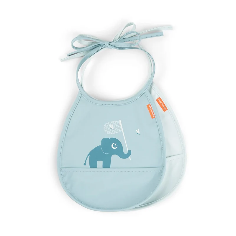 Pack de 2 baberos mini con bolsillo Elphee Blue · Done by Deer