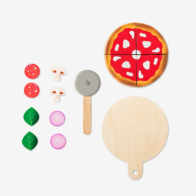 Wooden pizza playset