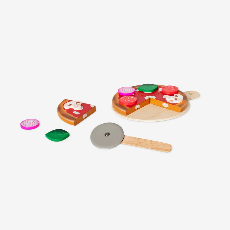 Wooden pizza playset