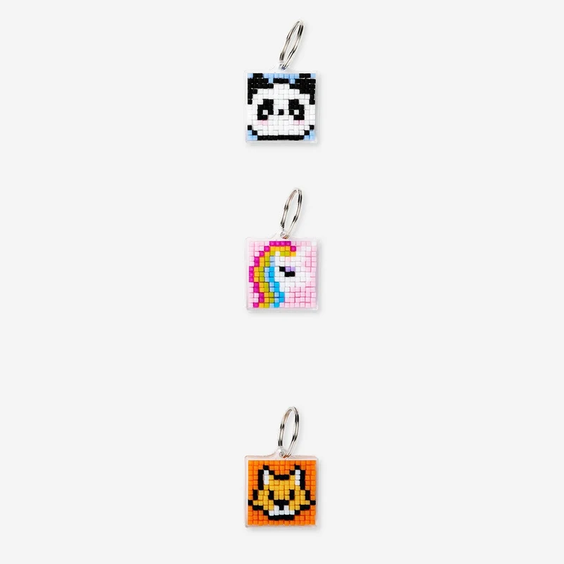 DIY push beads key rings - 3 pcs