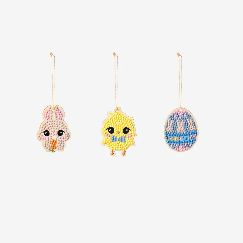 DIY rhinestone ornaments - 3 pcs