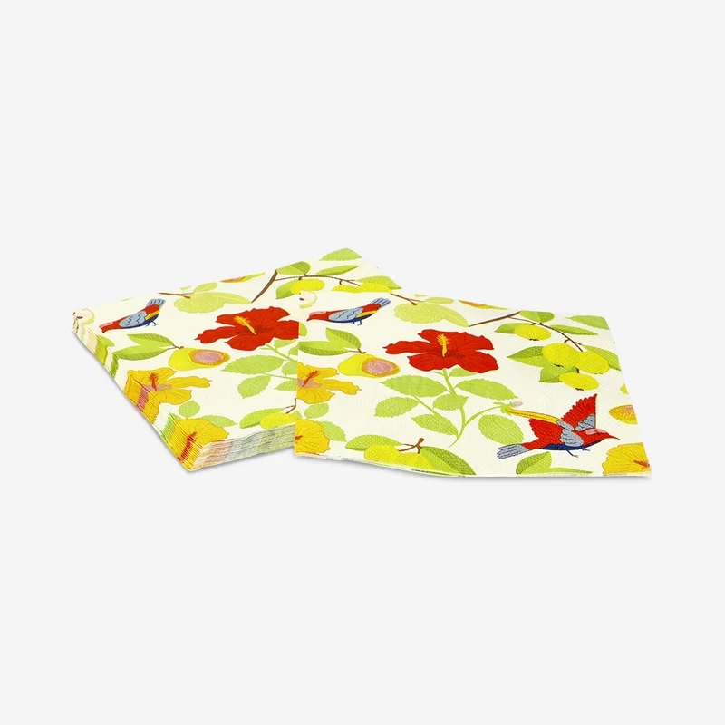 Napkins with birds and flowers - 16 pcs