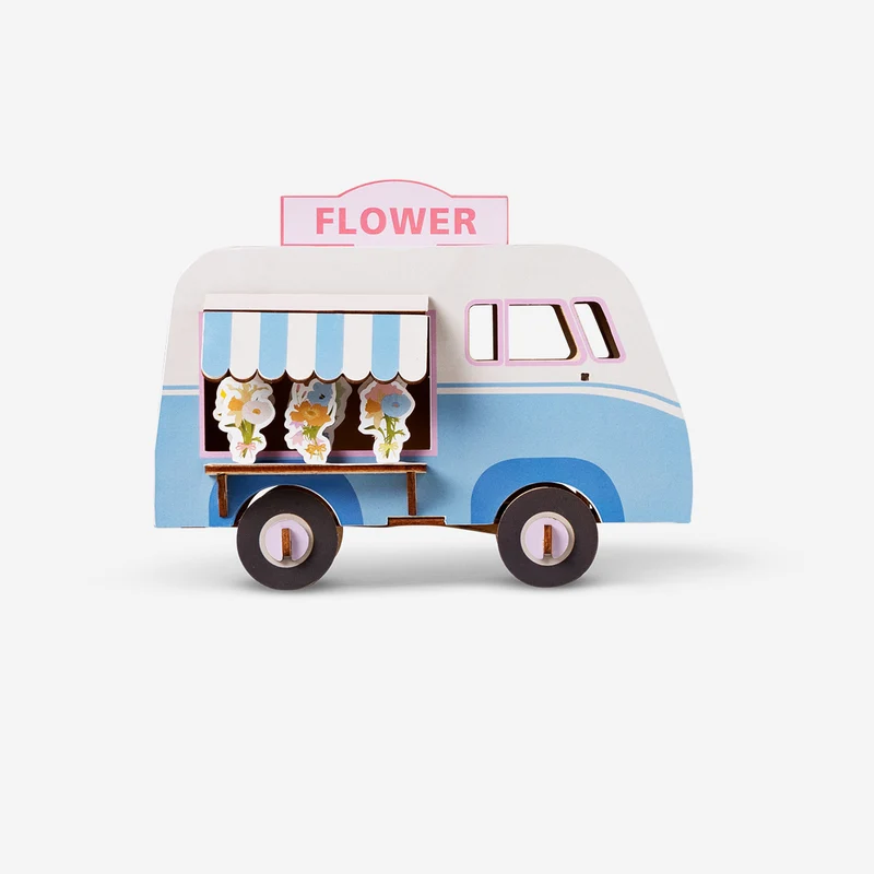 DIY wooden flower van